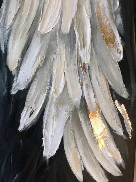 Wings Painting, Angel Wings Painting, Angel Wings Art, Textured Paint, Wings Art, Angel Aesthetic, Angel Painting, Beautiful Painting, Black White Gold