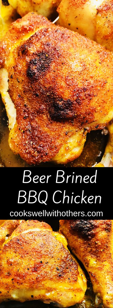 Beer Brined BBQ Chicken can be made in the oven or smoker #bbq Beer Brine, Chicken Brine, Smoker Bbq, Chicken Honey, Beer Chicken, Brine Chicken, Brine Recipe, Smoked Chicken, Grilled Chicken Recipes