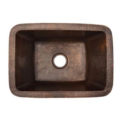 Premier Copper Products Under Counter/Surface-Mount Rectangle Hammered Copper 17 in. 0-Hole Bar Sink in Oil Rubbed Bronze-BRECDB2 - The Home Depot Industrial Chic Kitchen, Bar Sinks, Hammered Copper Sink, Copper Bar Sink, Copper Tiles, Prep Sink, Drain Opener, Copper Bar, Bar Sink