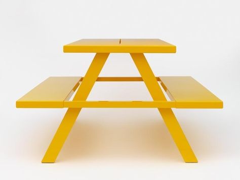 A Modern Take on the Classic Picnic Table Table And Bench Set, Commercial Office Furniture, Furniture Movers, Patio Inspiration, Picnic Bench, Urban Furniture, Street Furniture, Indoor Bench, Furniture Layout