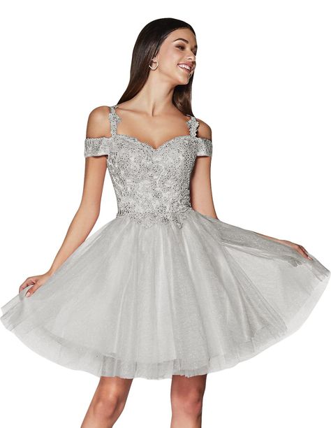 PRICES MAY VARY. Hand Wash Only Short Homecoming Dresses, Cocktail Gowns, Dresses 2024, Appliques, Homecoming Dresses, Cold Shoulder, Homecoming, Glitter, Lace