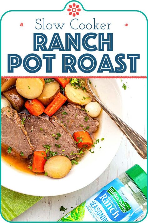 Ranch Pot Roast, Pot Roast Ranch, Hidden Valley Ranch Seasoning, Chuck Roast Crock Pot Recipes, The Best Pot Roast, Roast Sandwiches, Beef Roast Crock Pot, Roast Slow Cooker, Crockpot Pot Roast