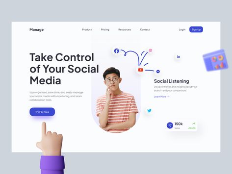 Social Media Landing Page, Social Media Manager Website, Animation Website, Agency Landing Page, Creative Market Design, Best Landing Page Design, Directory Design, Social Web, Ux Design Inspiration