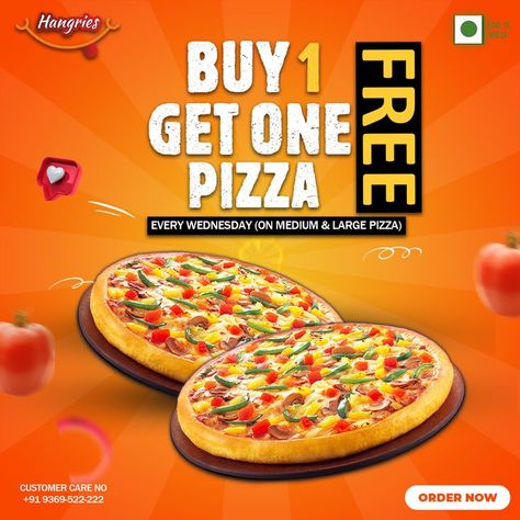 Pizza Social Media Post, Pizza Post, Food Posters, Large Pizza, Social Media Post Design, Food Poster, Post Design, Media Design, Media Post