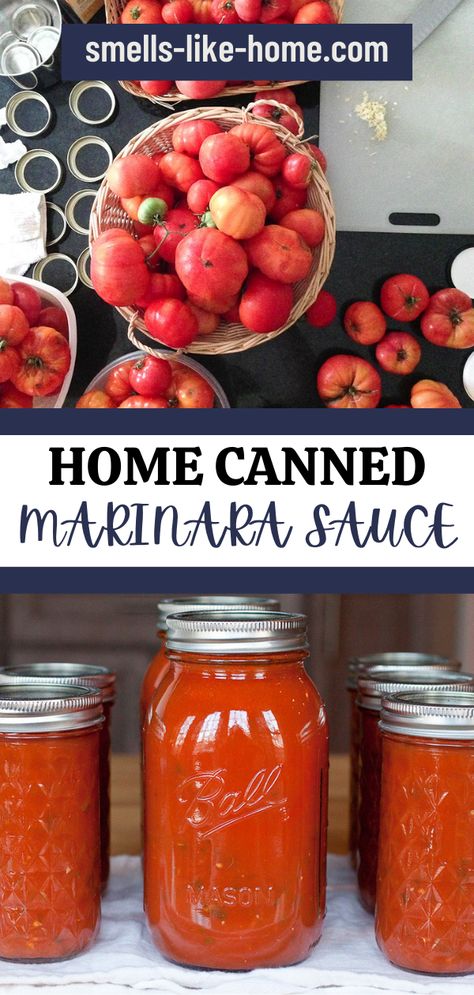 Easy Marinara Sauce For Canning, Canned Marinara Sauce, Canning Marinara Sauce, Marinara Sauce From Scratch, Canning Guide, Canning Tomatoes Recipes, Canned Spaghetti Sauce, Tomatoes Recipes, Homemade Marinara Sauce