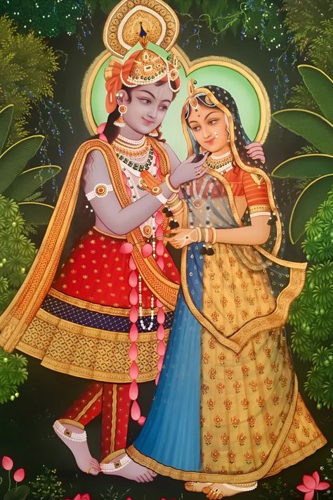 Radhekrishna digital wall art Bake Bihari, Krishna With Radha, Radha Krishna Art Beautiful, Raas Leela, Shreenath Ji, Painting Krishna, राधा कृष्ण, Art Krishna, Rajasthani Painting