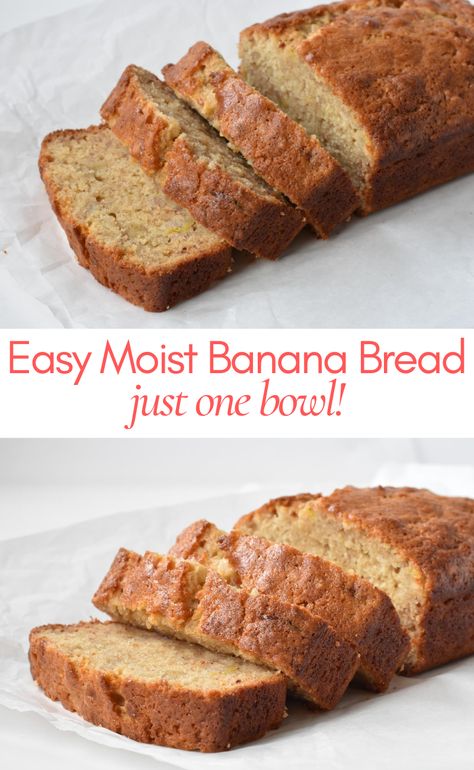 One Bowl Banana Bread, Perfect Banana Bread, Sommer Mad, Moist Banana Bread, Easy Banana Bread Recipe, Banana Cake Recipe, Banana Bread Recipe, 140 Pounds, Banana Recipes