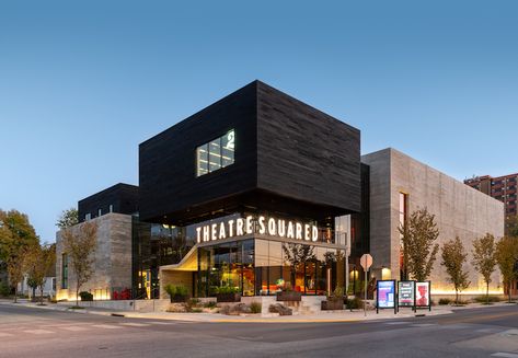 New theater uses sustainable materials and modern design | Woodworking Network Entertainment Building Architecture, Movie Theater Design Architecture, Movie Theater Exterior Design, Entertainment Building Design, Movie Theater Architecture, Theater Design Architecture, Theatre Facade, Theater Facade, Theater Exterior