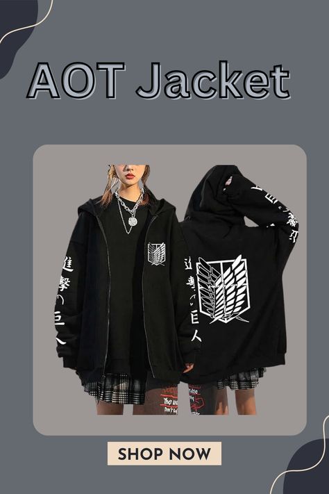 The Vocha Attack on Titan Hooded Jacket, inspired by Levi from the series, is the perfect addition to any anime enthusiast's wardrobe. This zip-up hoodie offers a stylish and comfortable way to show your love for the series while staying warm. Whether for cosplay or casual wear, it's a versatile unisex hoodie that allows you to channel Levi's resilience and leadership. Attack On Titan Clothes, Attack On Titan Merch, Attack On Titan Hoodie, Anime Outfit, Anime Clothing, Anime Merch, Hoodie Pullover, Anime Outfits, Zip Up