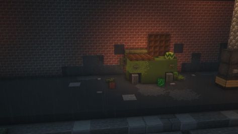 Minecraft Dumpster Design, Minecraft Dumpster, Minecraft Alley, Minecraft Cyberpunk, Minecraft Addons, Minecraft School, Minecraft Steampunk, Mc Ideas, Locker Designs