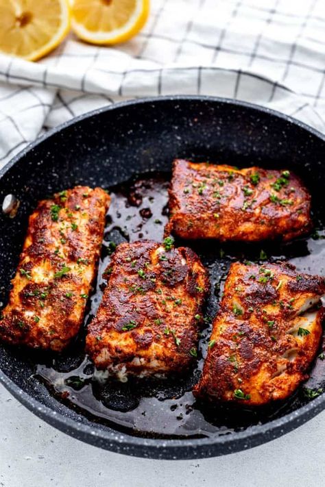 Cajun Cod Recipes, Dairy Free Seafood Recipes, Miso Butter Salmon, Cajun Fish Recipes, Blackened Cod, Cod Fillet Recipes, Cod Recipes Healthy, Grilled Cod, Pescatarian Meals