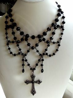 #fashion, #style, #outfitinspiration, #beauty,#shop,#jewellery💛 Goth Handmade Jewelry, Goth Beaded Necklace, Gothic Beaded Necklace, Gothic Icon, Alt Jewelry, Dark Jewelry, Vintage Style Necklace, Goth Necklace, Grunge Jewelry