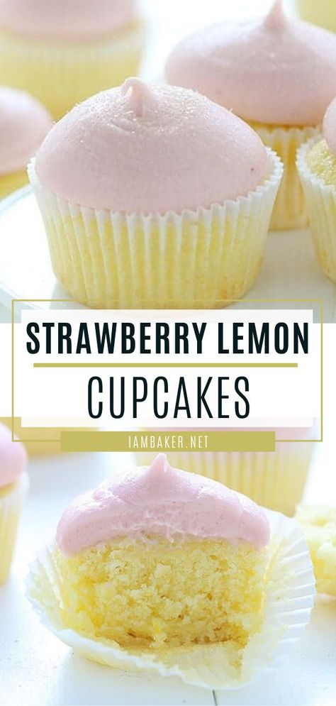 Easy Spring Recipes, Spring Baking, Blueberry Lemonade, Spring Dinner, Summer Baking, Strawberry Buttercream, Spring Desserts, Lemon Cupcakes, Strawberry Lemon