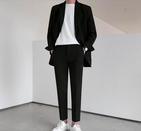 Korean Male Fashion Formal, Formal Man Outfit, Formal Attire For Men Korean, Prom Night Outfit Men, Korean Fashion Men Formal Casual, Korean Formal Outfit Men, All Black Mens Outfit Formal, Korean Elegant Outfit Men, Jas Korea