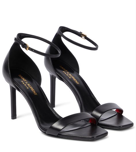 Amber 85 leather sandals Ysl Sandals, Ysl Heels, Saint Laurent Paris, Goat Leather, Formal Shoes, Ankle Straps, Strap Heels, Womens Heels, Black Heels