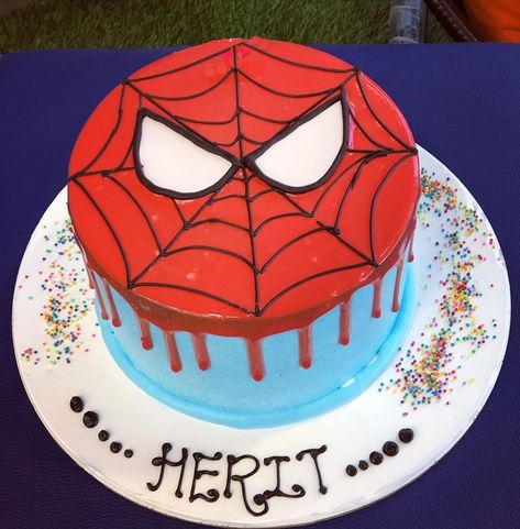 Spiderman Cream Cake, Motu Patlu Cake, Spiderman Theme Cake, Cake Whipped Cream, Cake Barbie, Ironman Cake, Barbie Doll Cake, Spider Man Cake, Spiderman Birthday Cake