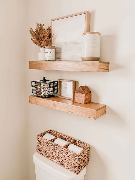 Walmart Plus bathroom decor Restroom Shelf Decor, Above Toilet Shelving, Over Toilet Floating Shelves, Above The Toilet Shelves, Bathroom Shelves Over Toilet Decor Ideas, Shelving Above Toilet, Above The Toilet Ideas, Above Toilet Ideas, Bathroom Shelf Decor Over Toilet