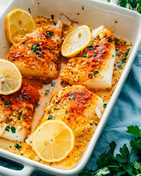 Cod Fish Recipes Baked, Baked Cod Recipes, Cod Fish Recipes, Fish Recipes Baked, Homemade Cajun Seasoning, Couple Cooking, Frosé, Healthiest Seafood, Cod Recipes