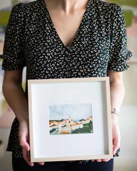 DIY FRAMING: HOW TO MAKE A BIG IMPRESSION WITH TINY ART Tiny Landscape, Tiny Art, Oversized Art, Ikea Frames, Tiny Prints, Random Ideas, Frame Matting, Painting Landscape, Small Art