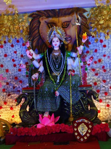 Goddess Durga. indian festival Navratri.Idol of Goddess Durga. Festival is celebrated during the whole period of Navaratri. stock photo Navaratri Photo, Navratri Devi, Happy Navratri Status, Little Kanha Ji Images, Navratri Devi Images, Ganpati Picture, Durga Photo, Mata Ji, Maa Durga Photo