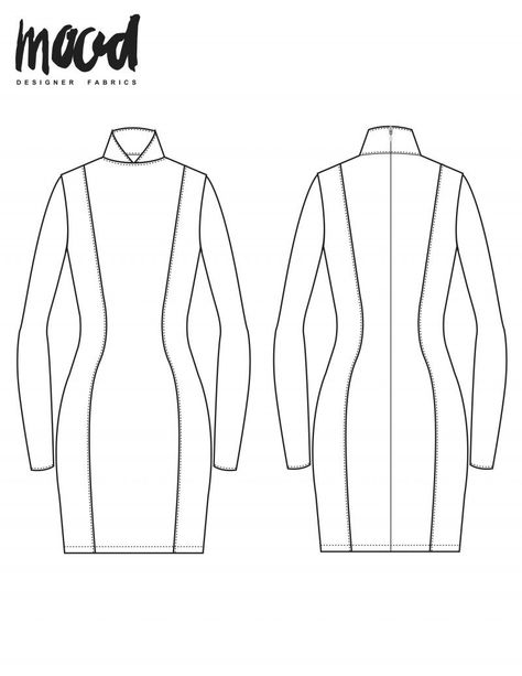 Long Sleeve Dress Pattern Free, Mood Fabrics Free Pattern, Free Dress Sewing Pattern, Mood Patterns, Mood Sewciety, Dress Sewing Patterns Free, Sewing Patterns Free Women, Dress Patterns Free, Free Sewing Patterns