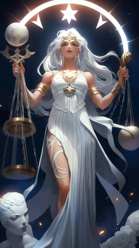 Libra (The Scale): September 23–October 23 Angel Sculpture Art, Libra Images, Moon Goddess Art, Star Sign Art, Libra Art, Anime Long Hair, World Mythology, Libra Women, Astrology Libra