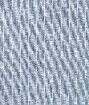 Denim Blue Pinstripe Chambray Linen Fabric Coastal Fabric, Layered Curtains, Chambray Fabric, Natural Linen Fabric, Fabric Textures, Striped Fabric, Striped Fabrics, Fabric Pattern, Curtain Decor