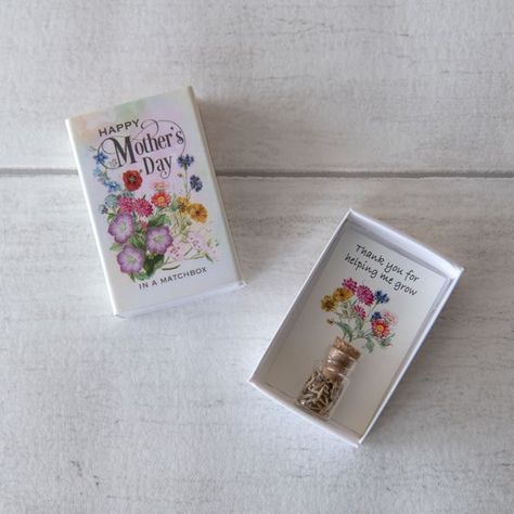 mother's day gifts Wild Flower Seeds, Mothers Day Plants, Tin Crafts, Matchbox Crafts, Match Boxes, Altoid Tin, Christmas Craft Fair, Matchbox Art, Miniature Bottles