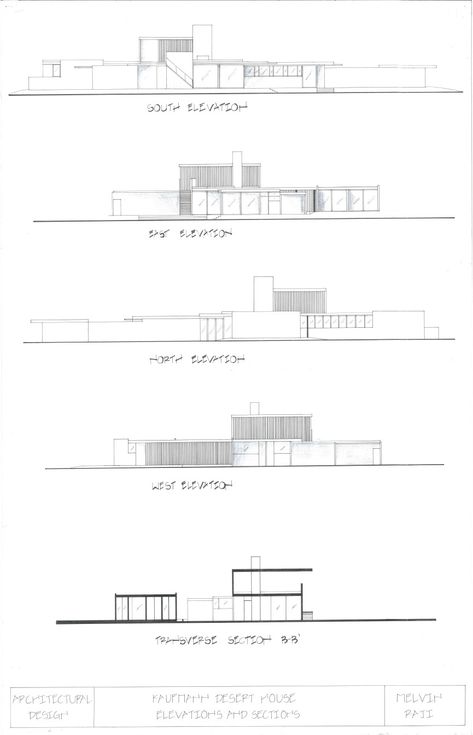 Desert House Plans, Kaufmann Desert House, Kaufman House, Kaufmann House, Architectural Drafting, Desert House, Richard Neutra, Desert Homes, Basic Design