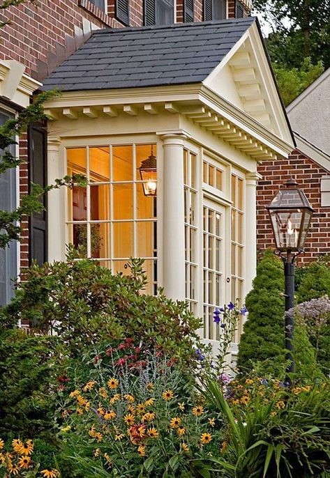 Enclosed Front Porches, Cape Cod House Exterior, Sas Entree, Ranch House Designs, Balkon Decor, Building A Porch, Enclosed Porches, Home Door Design, Exterior Renovation