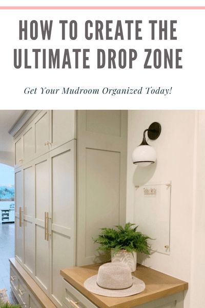 Get your mudroom organized with this complete guide, including tips for an efficient and well designed drop zone.  #mudroom #bootroom #organizedhome #organizing Lockers With Drop Zone, Electronic Drop Zone, Must Have Mudroom Ideas, Small Narrow Mudroom Ideas, Family Drop Zone Entryway, Mini Drop Zone, Drop Zone Cabinet Ideas, Mudroom Catch All, Drop Zone Mudroom