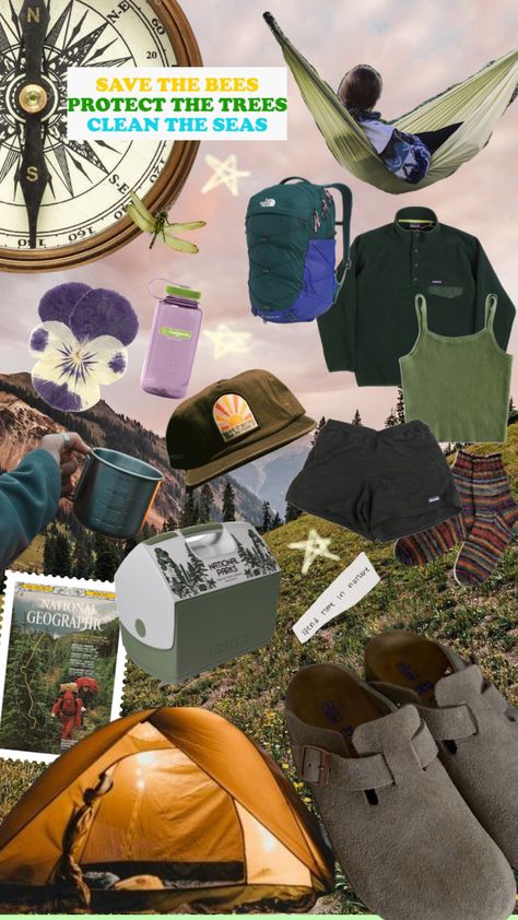 Camp outfit inspo #outfitinspo #camping #camp #forest #granola #granolagirl #outdoors #hiking #hike #campingaesthetic #cozy #granolagirlaesthetic #saltygranola Granola Lifestyle Aesthetic, Granola Hippie Aesthetic, Camp Counselor Outfit, Camping 2023, Granola Lifestyle, Granola Fashion, Camping Inspo, Granola Vibes, Camping Fits