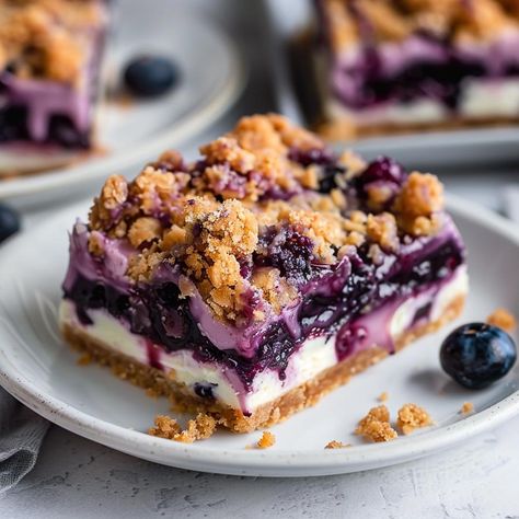 Blueberry Crisp Cheesecake Bars - Yeyfood.com: Recipes, cooking tips, and kitchen hacks for home cooks of all levels Blueberry Crumble Cheesecake Bars, Blueberry Cheesecake Crumble, Cheesecake Crumble Bars, Easy Blueberry Crumble, Cheesecake Crumble, Cinnamon Bread Easy, Hacks For Home, Blueberry Cheesecake Bars, Blueberry Bars