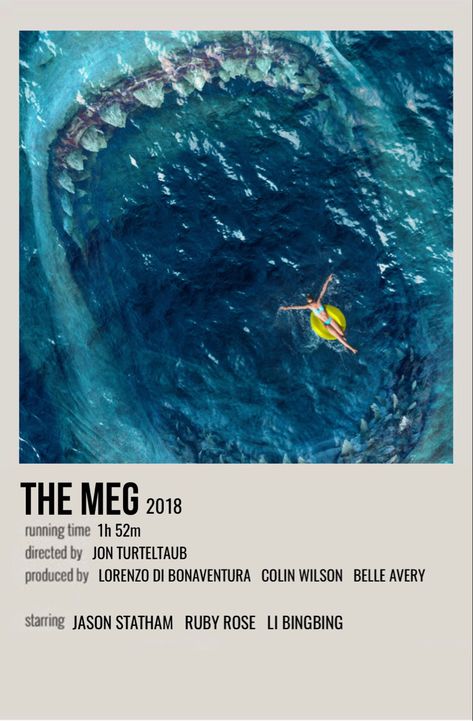 minimal polaroid movie poster for the meg The Meg Movie Poster, Movie Posters 2023, The Meg Movie, The Meg Wallpaper, The Meg, Horror Films Posters, Megalodon Movie, Meg Movie, Film Polaroid