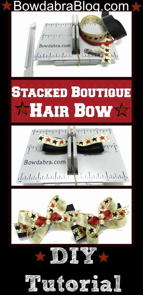 Hair Bows Tutorial, Bowdabra Bows, Hair Tie Holder, Bow Making Tutorials, Stacked Hair Bow, Bow Diy, Stacked Hair, Tutorial Hair, Making Bows