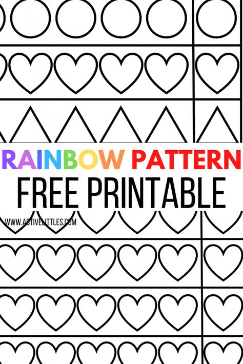 rainbow pattern Free Printable Patterns Templates, Kindergarten Pattern Art, Patterns Preschool Activities, Patterns For Preschoolers, Rainbow Pattern Printable, Patterning Kindergarten, Finger Painting For Kids, Teaching Patterns, Ab Patterns