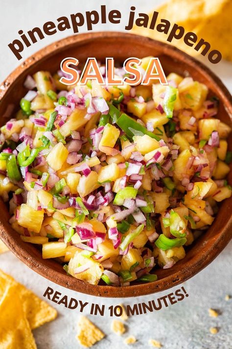 Jalapeno Salsa Recipe, Mexican Salsa Recipes, Salsa Recipes, Salsa Ingredients, Jalapeno Recipes, Grilled Meats, Pineapple Recipes, Pineapple Salsa, Fresh Pineapple