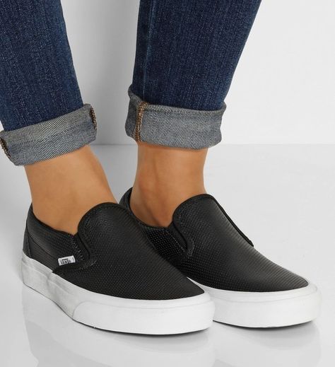 Vans Perforated Leather Slip-Ons, $60 | 50 Jazzy Pairs Of Sneakers Under $100 Black Leather Vans, Leather Vans, Mode Shoes, Modern Shoes, Nike Shoes Outlet, Crazy Shoes, Dream Shoes, Shoes Outlet, Shoe Obsession