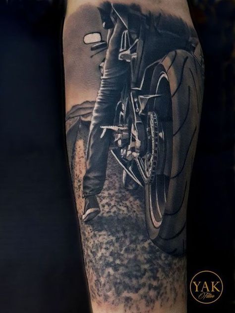 Motorcycle Tattoos For Men, Motorbike Tattoo Ideas, Motorbike Tattoo, Cycling Tattoo, Tatuaje Trash Polka, Engine Tattoo, Harley Tattoos, Motorcycle Tattoo, Motor Tattoo