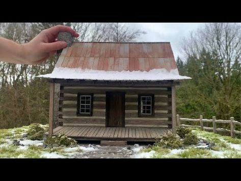 (20) Build an ULTRA-REALISTIC Old Winter Log Cabin DIORAMA with Snow - Miniature Model Scenery - YouTube Cabin Diorama, Miniature Log Cabin, Winter Log Cabin, Cabin Dollhouse, Model Scenery, Xps Foam, Model Diorama, Architectural Scale, Balsa Wood