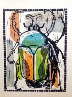 Ks3 Art, Linocut Printmaking, Bug Art, Linocut Art, Woodcuts Prints, Insect Art, A Bug, School Art Projects, A Level Art