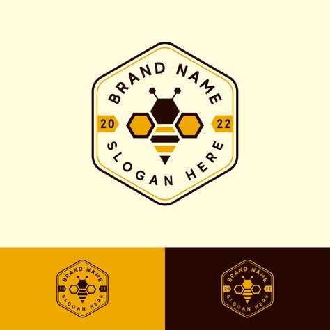 Download this Premium Vector about Premium Honey Bee Hive Vintage Logo Design and discover more Professional Graphic Resources on Freepik. #freepik #vector #bee #beelogo #beevector #hive #beehive #honey #beehoney Food Truck Project, Hive Logo, Logo Bee, Donut Logo, Honey Logo, Hexagon Logo, Hippie Car, Logo Desing, Honey Bee Hives