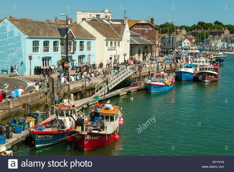 Old Harbour South, Weymouth, Dorset, England Stock Photo Harbour Photography, Weymouth Harbour, Weymouth Dorset, Southern Ireland, Dorset England, English Countryside, British Isles, Pictures To Paint, Europe Travel