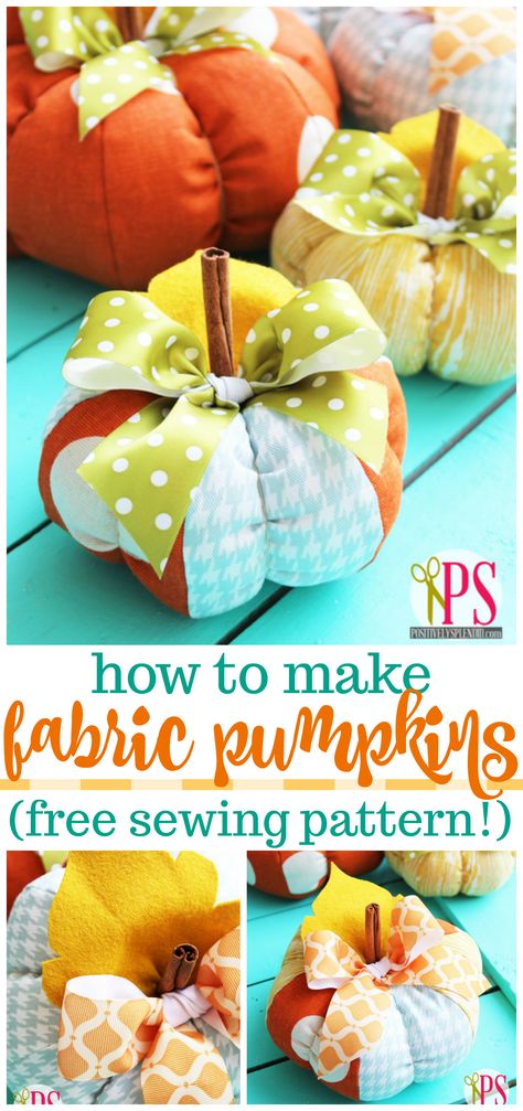 DIY Fabric Pumpkin Pattern and Tutorial--a great free sewing pattern for beginners! Make Fabric Pumpkins, Easy Fall Decor, Fall Sewing, Beginner Sewing Projects Easy, Fabric Pumpkins, Leftover Fabric, Easy Fall, Pumpkin Pattern, Sewing Projects For Beginners