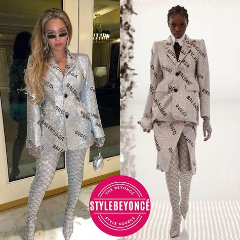 Beyoncé style closet on Instagram: “#Beyoncé wears Fall 2021 @gucci x @balenciaga look including Aria purse ($11,800) with @messikajewelry Danseurs Aériens earrings and…” Beyonce Balenciaga, Designer Gucci Silver Bag, Beyoncé Style, Gucci X Balenciaga, Balenciaga Gold Bag, Balenciaga Crystal Bag, Silver Balenciaga Bag, Gucci Balenciaga, Beyonce Style