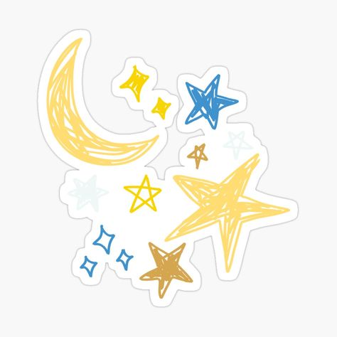 Get my art printed on awesome products. Support me at Redbubble #RBandME: https://www.redbubble.com/i/sticker/Moon-and-star-pattern-by-soy-milkyway/118046555.EJUG5?asc=u The Moon And Stars, Decorate Notebook, Moon And Star, Hand Drawing, Star Stickers, New Sticker, Moon And Stars, Coloring Stickers, Star Pattern