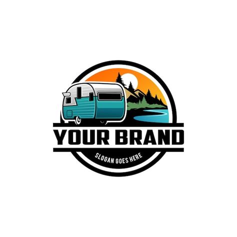 Caravan Logo Design, Caravan Logo, Trailer Logo, Caravan Trailer, Logo Design Inspiration Branding, Food Trailer, Camper Life, Camper Trailer, Camper Trailers