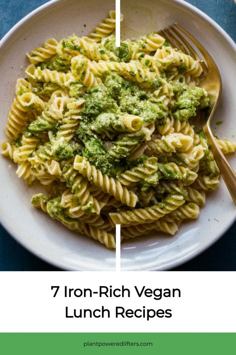 High in iron, compeletely vegan and very delicious lunch ideas. Vegan High Iron Recipes, Iron Rich Vegan Meals, Iron Rich Vegan Foods, High Iron Vegan Meals, Vegan Iron Rich Recipes, High Iron Vegetarian Recipes, High Iron Dinner, Iron Rich Dinner Recipes, High Iron Meals