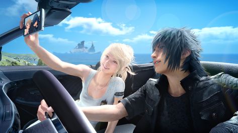 Lunafreya & Noctis #FFXV #FinalFantasy Noctis And Luna, Lucis Caelum, Noctis Lucis Caelum, Final Fantasy Collection, Final Fantasy Artwork, Final Fantasy Art, Final Fantasy Xv, In A Car, Fantasy Series