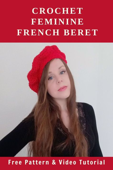 Crochet this lovely and feminine French beret with the free pattern and video tutorial available on my blog. This crochet project is perfect for beginners, and is also very simple to make. Crocheted using 2 strands of yarn held together and a 7 mm crochet hook, this French beret can be crocheted in many different colors. Tam Hat Pattern, Beret Free Pattern, Crochet Beret Free Pattern, Feminine Crochet, Cottagecore Crochet, Coachella Inspiration, Crochet Christmas Gifts, Crochet Beret, Crocheted Hats